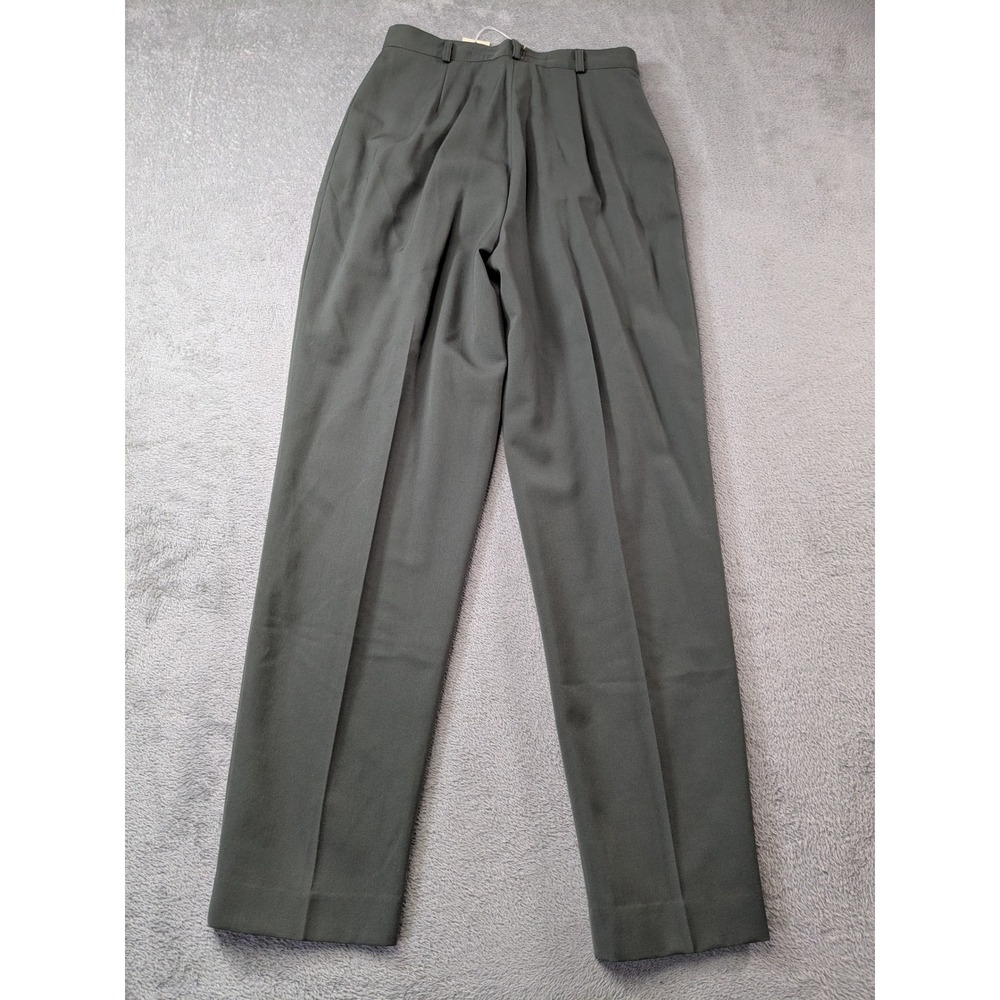 Austin Reed Classics Green 100% Worsted Wool Pleated High Rise Trousers Size 10 - Picture 3 of 14